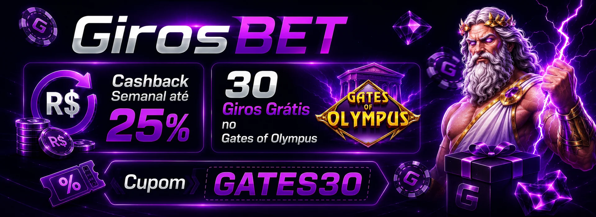 30 rodadas grátis no Gates of Olympus